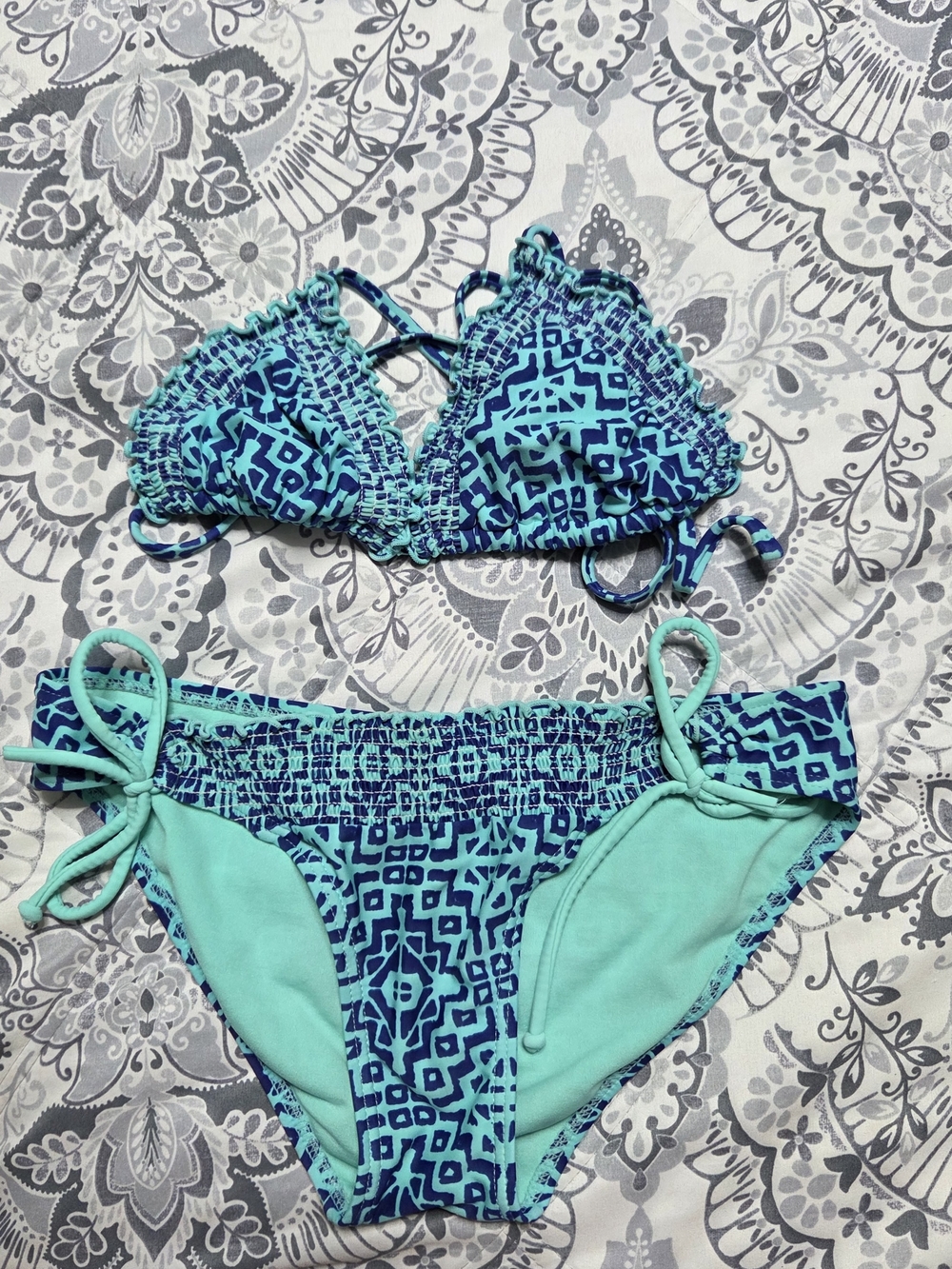 Gossip Women's Two-Piece Bikini Set in Teal and Navy Blue